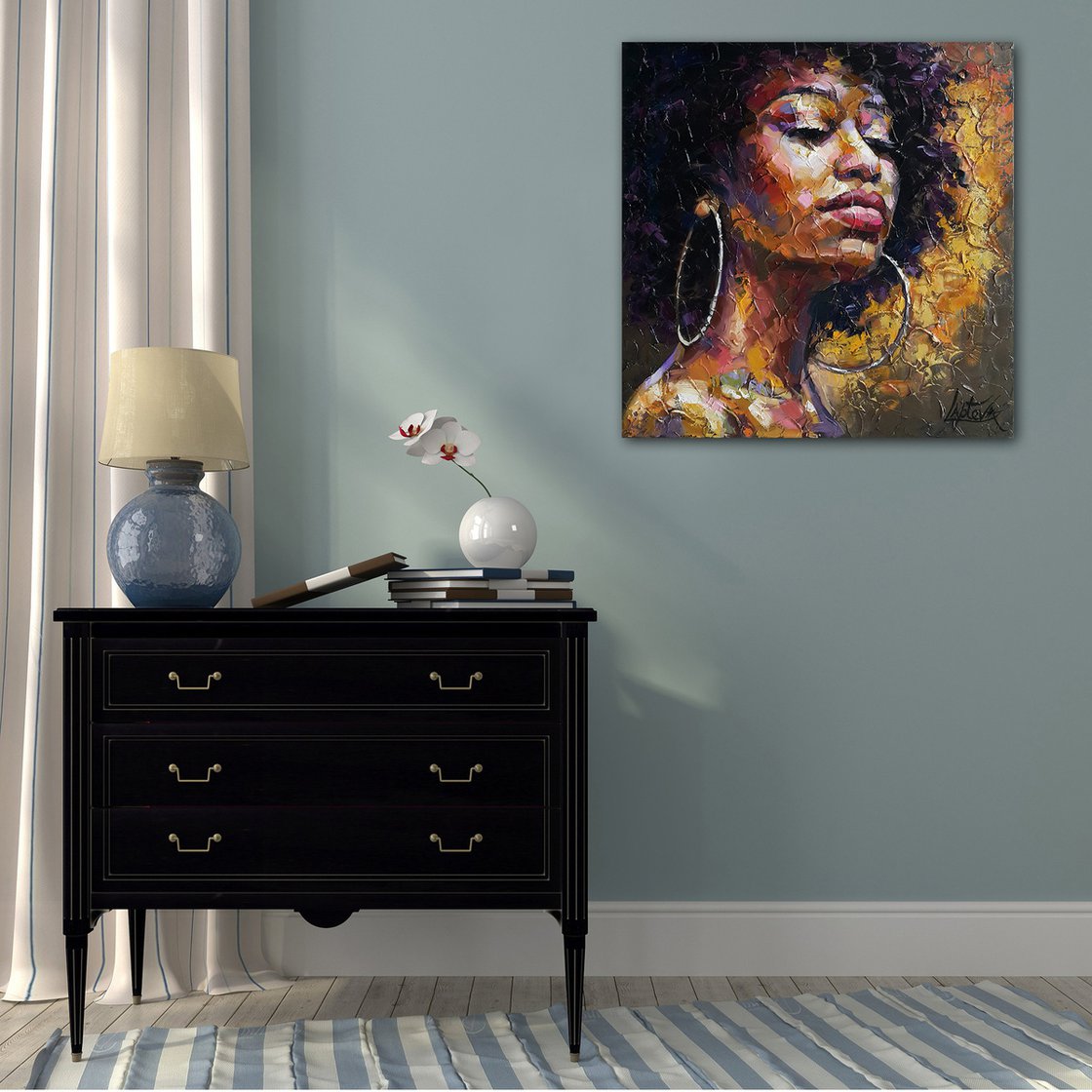 Painting portrait of a black woman - Сourage - portrait african woman ...