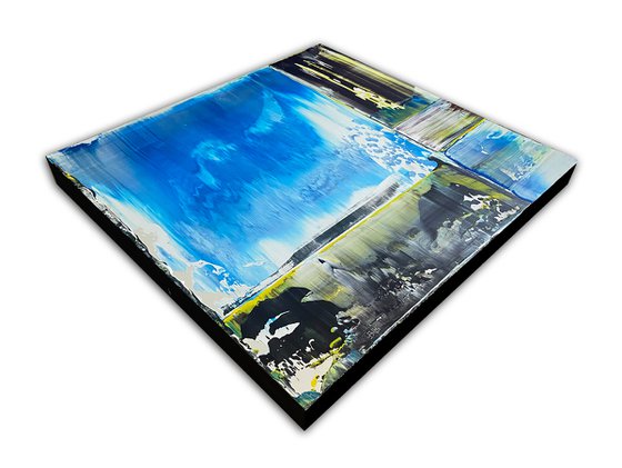 "Cold Front" - Save As A Series - Original PMS Abstract Acrylic Painting Diptych On Recycled Wooden Desk Panels - 54" x 26"