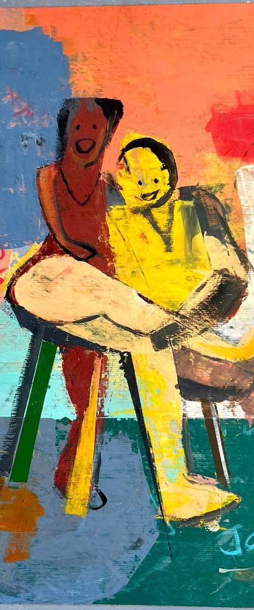 Happy Couple Sitting On A Chair by Joejene C. Santos