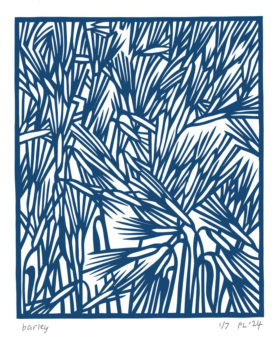 Graphic Landscape Print By Peter Long, 12 X 16", Barley, Original Artwork