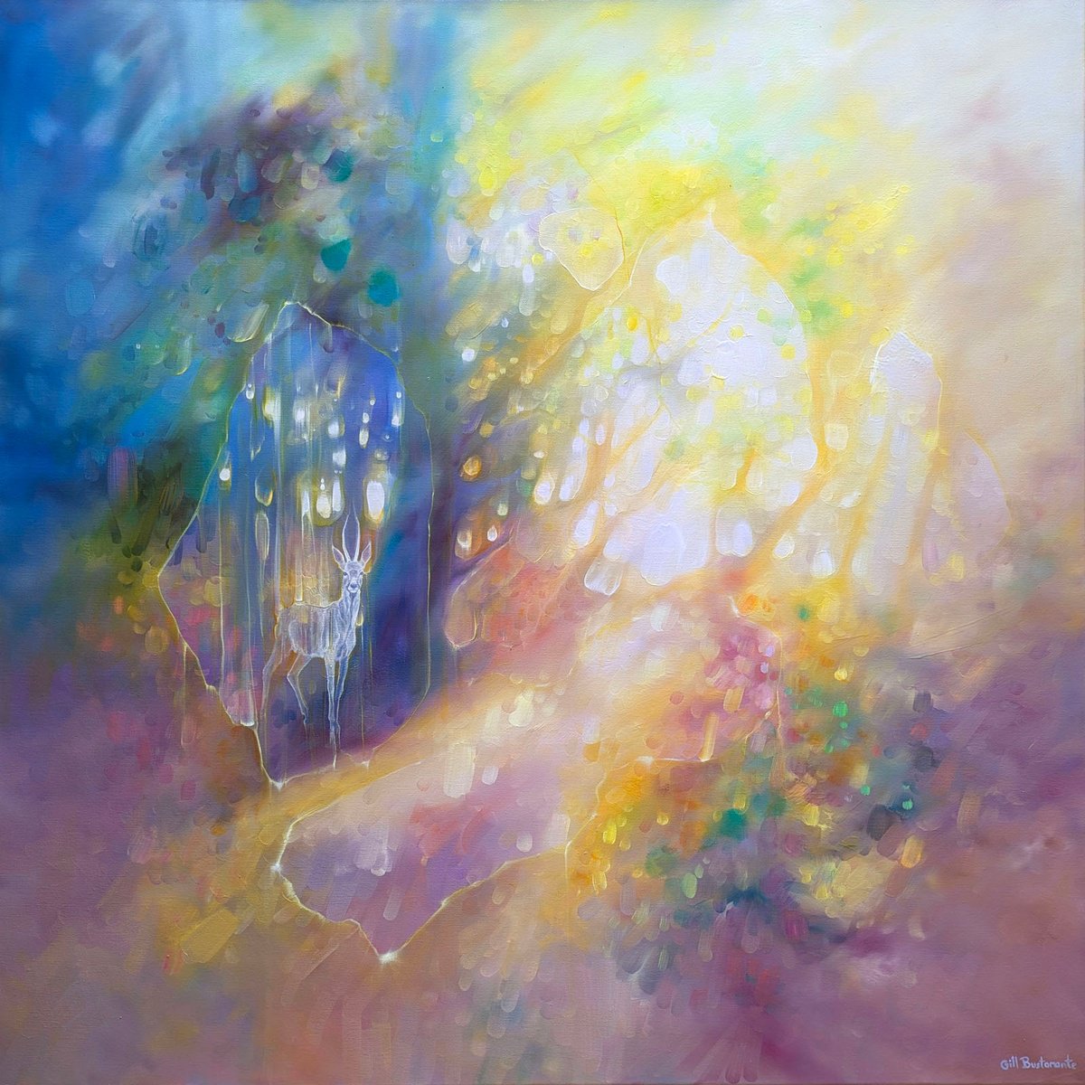 Expressive Landscape Oil Painting By Gill Bustamante, 36 X 36, New Beginnings, Original Artwork