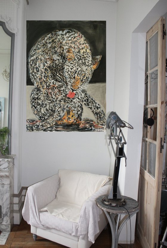 Leopard Acrylic artwork 73x100