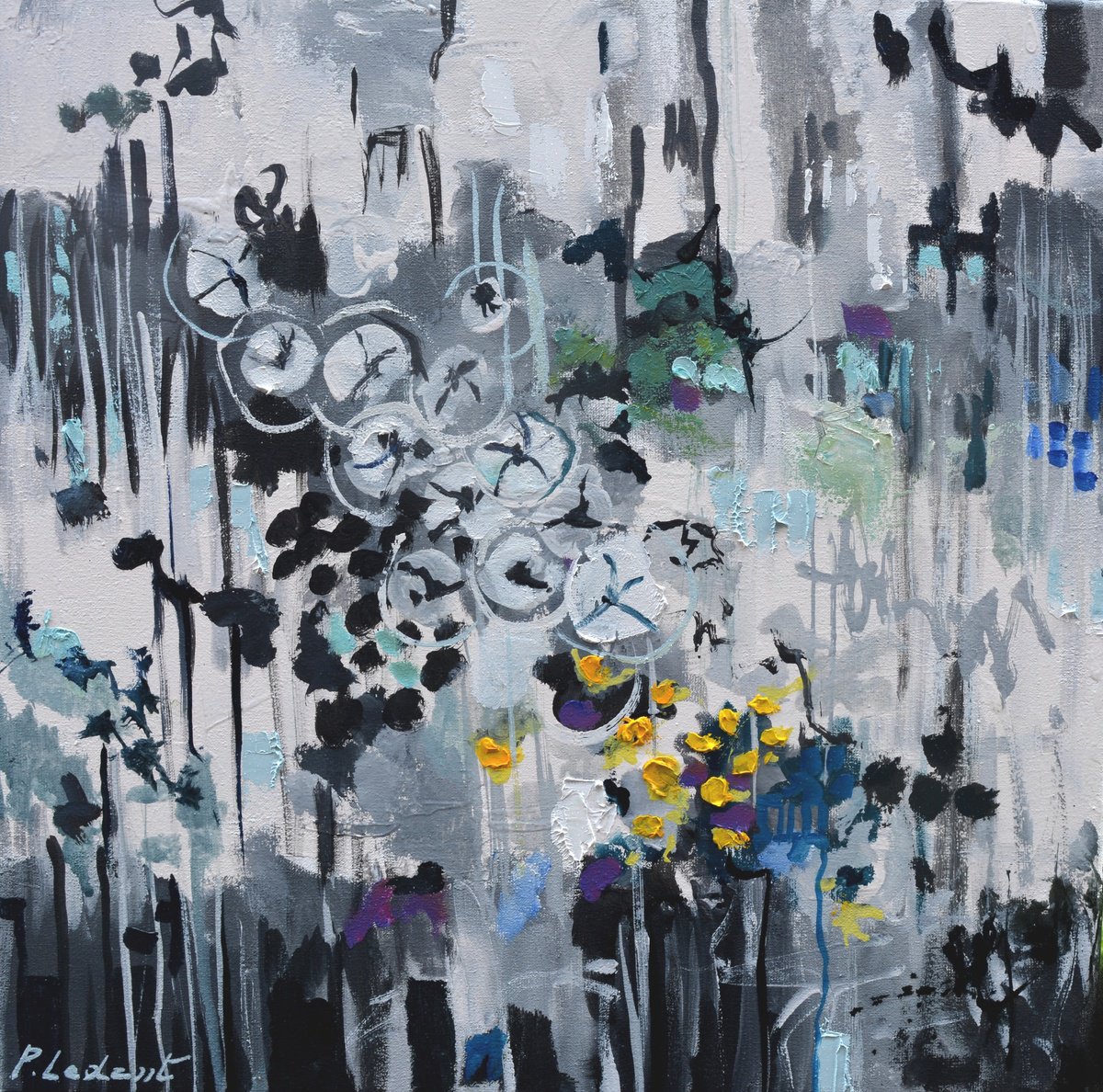 Abstract Oil Painting By Pol Henry Ledent, 16 X 16", The Clock Maker, Original Artwork