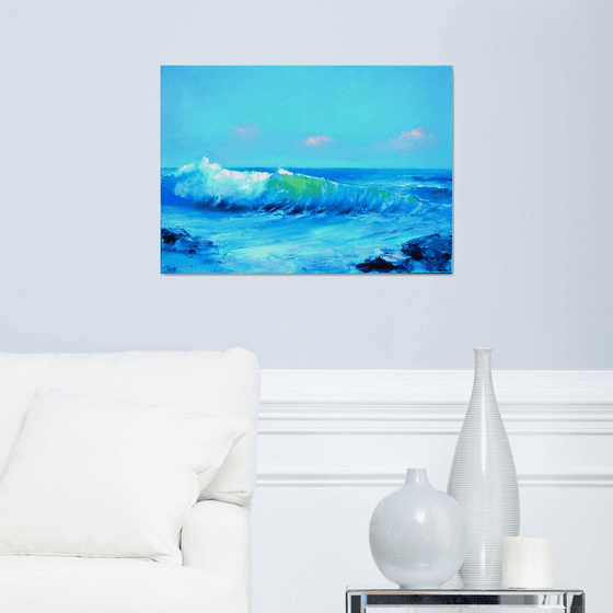 Seascape with transparent wave