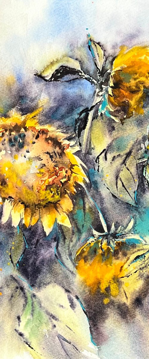 Sunflowers Watercolor by Yana Ivannikova