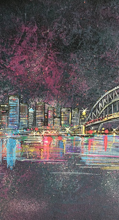 Sydney Harbour at night by John Curtis