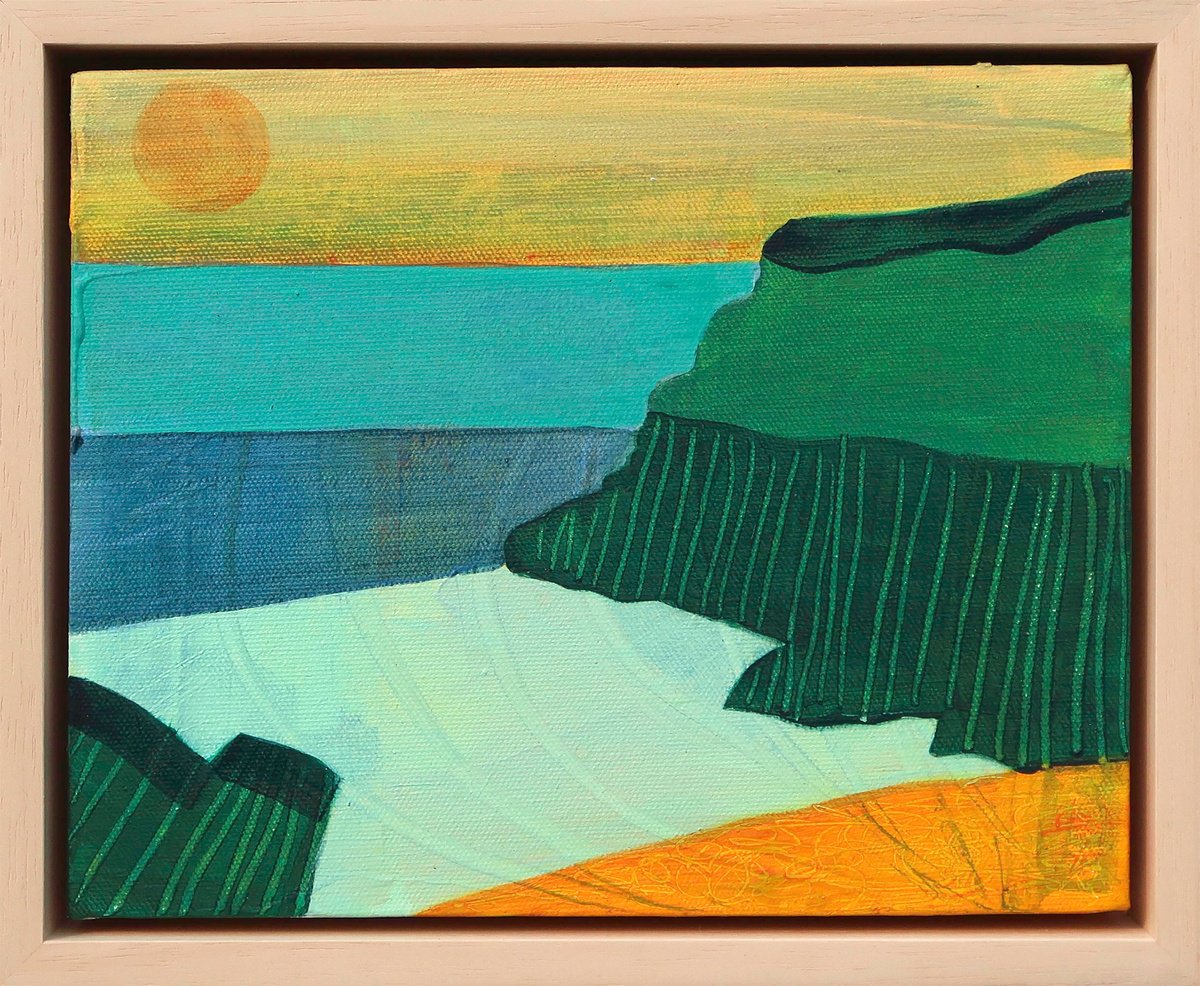 Organic Landscape Acrylic Painting By Suzie Cumming, 11 X 9", Mutton Cove, Original Artwork