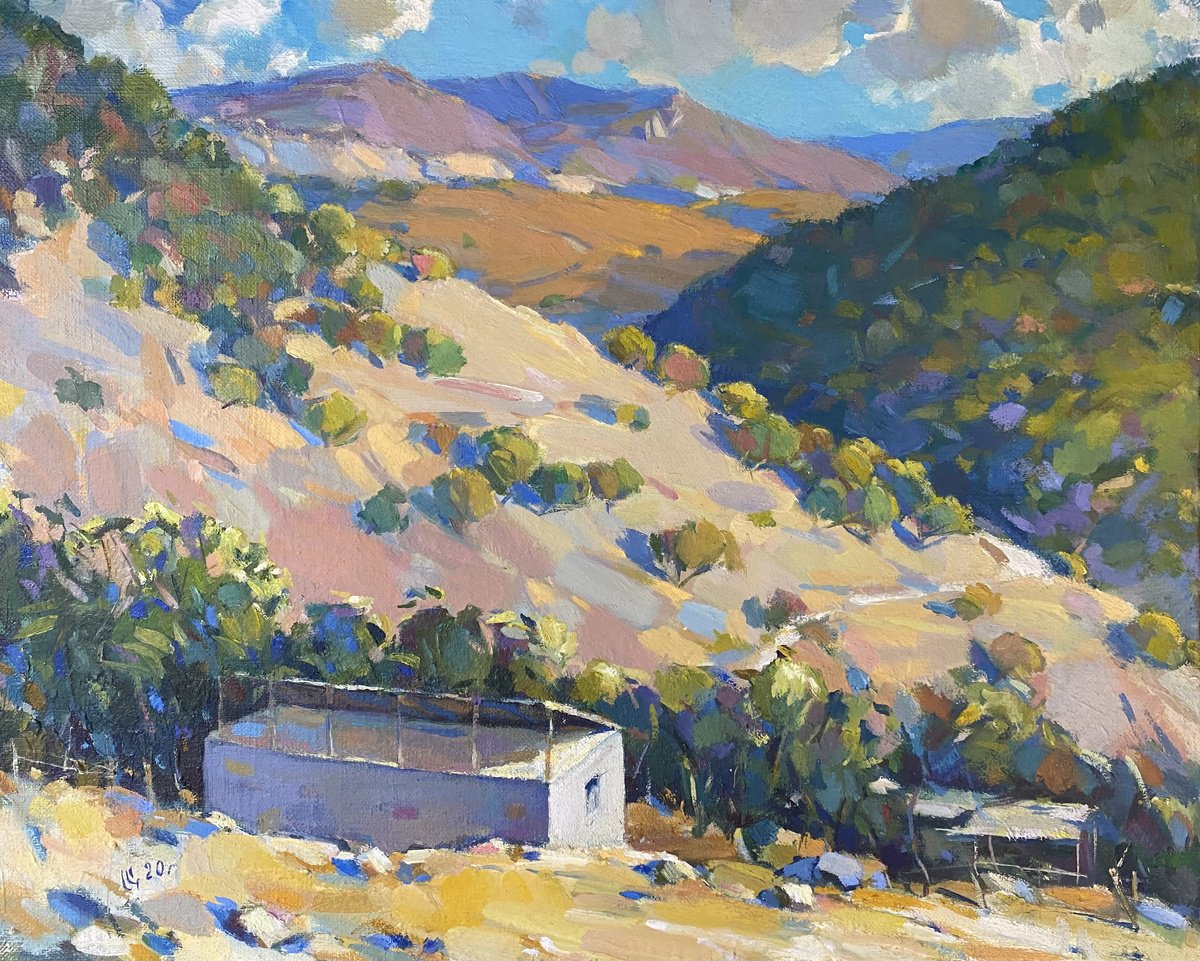 Impressionistic Landscape Oil Painting By Arman Avagyan, 20 X 16, Sunlit Seclusion, Original Artwork