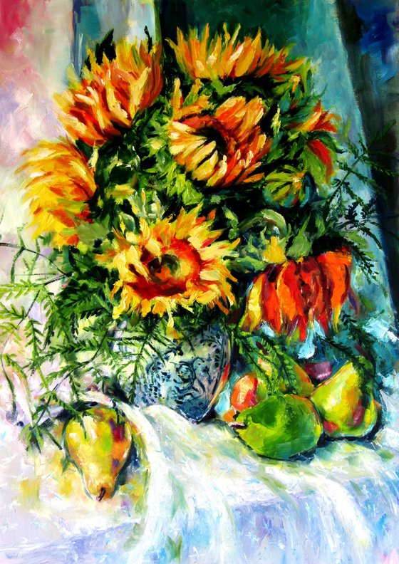 Sunflowers and fruits