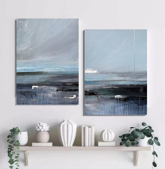 Aligned Stillness Diptych