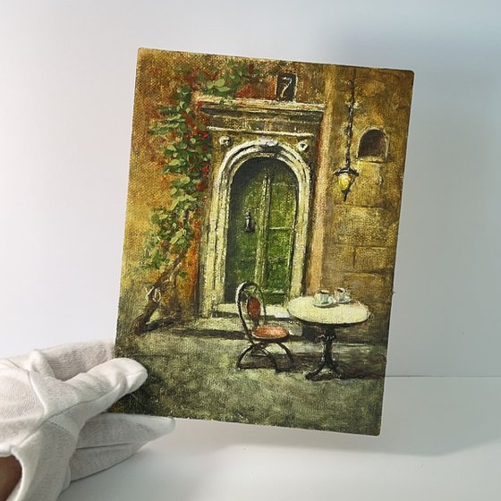 Old World Door – A Quiet Italian Café Corner