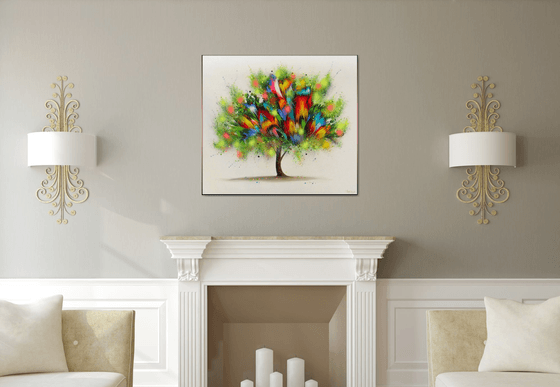 Flowering Tree 35.5” Large Abstract Painting (90 x 100 cm)