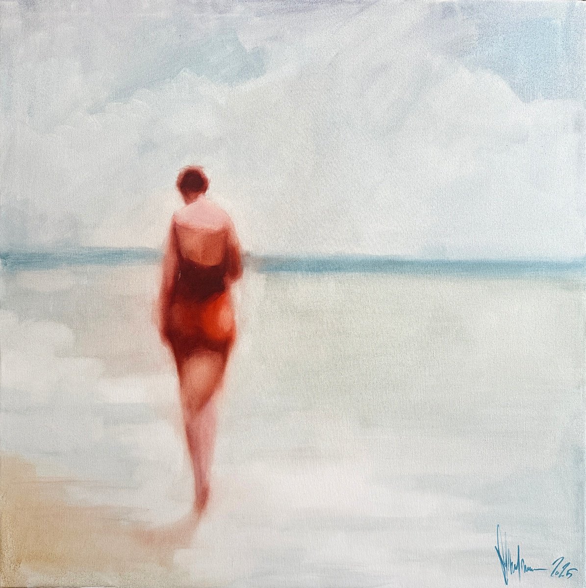 Expressive Landscape Oil Painting By Igor Shulman, 31 X 31, Sea Song., Original Artwork