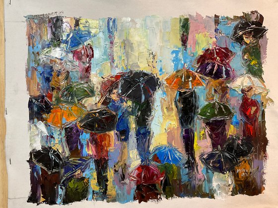 First meeting under umbrellas