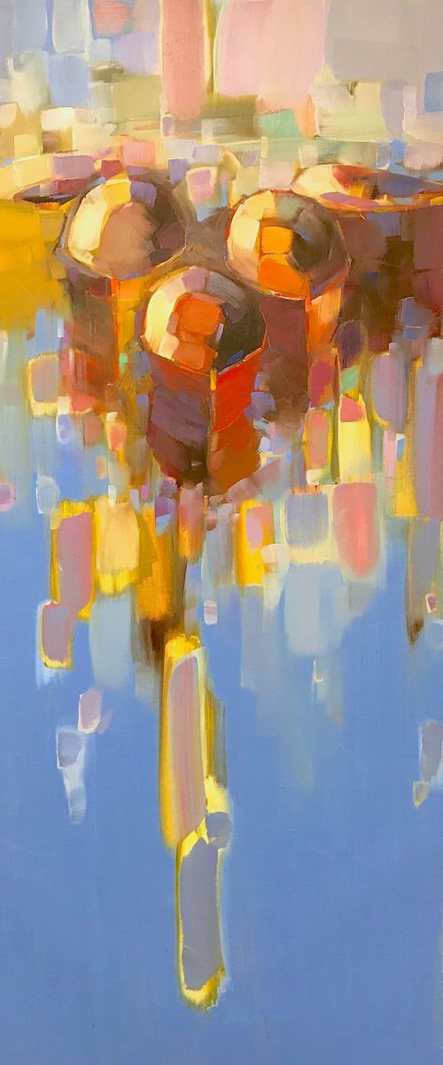 Boats Reflection, Original oil painting, Handmade artwork, One of a kind by Vahe Yeremyan