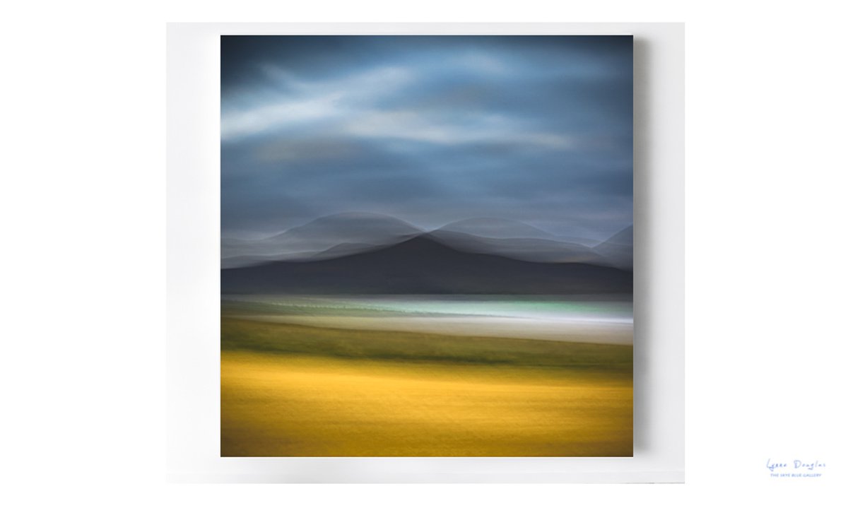 Hills of North Hoy - Ochre and Grey Abstract by Lynne Douglas