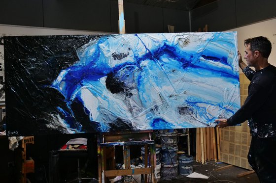 Nomadic Blue 240cm x 100cm Huge Texture Abstract Art