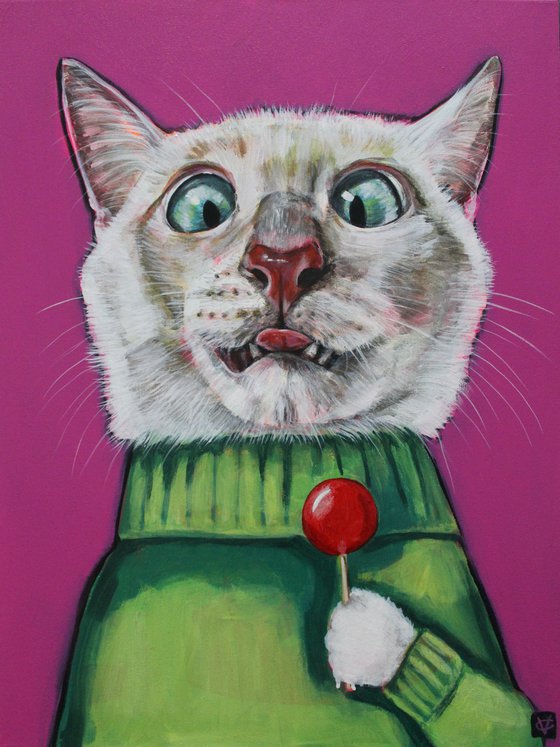 Cat painting called Kittylicious