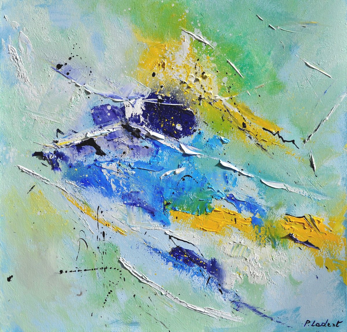 Abstract Oil Painting By Pol Henry Ledent, 24 X 24", Crossover, Original Artwork