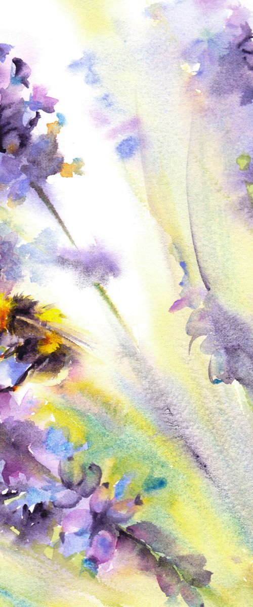 Bumblebee on lavender by Anjana Cawdell