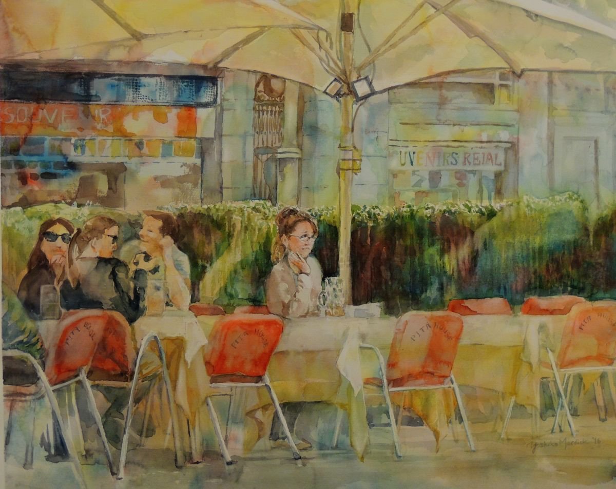Impressionistic Watercolour , Alone In Barcelona By Yoshiko Murdick, 24 X 20, Artwork For Sale On Artfinder