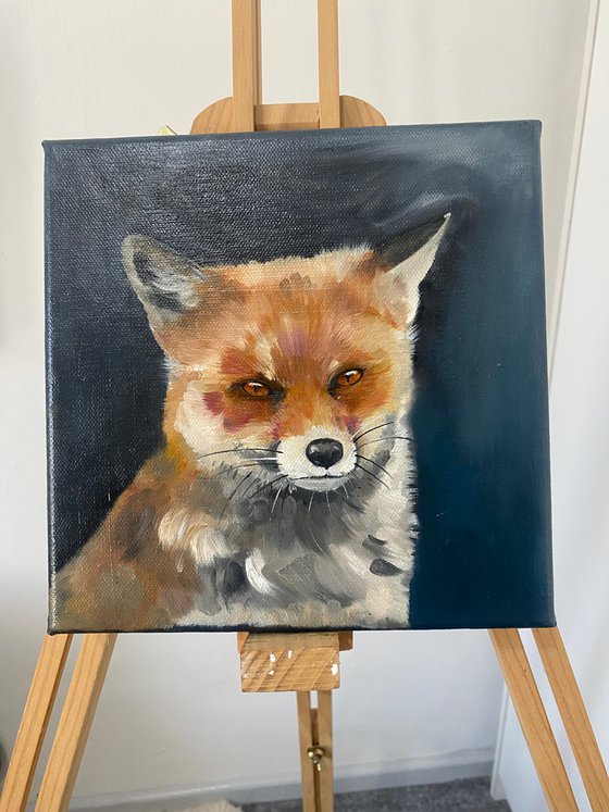 Fox oil painting