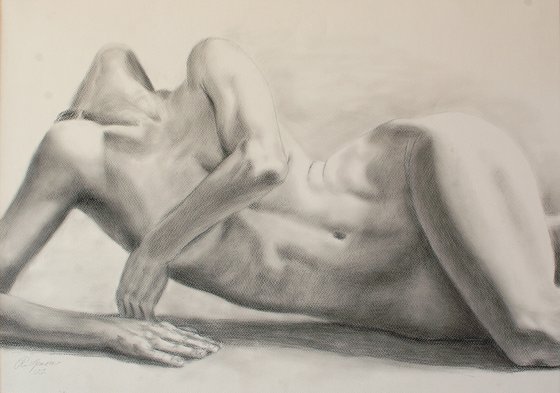 Nude study in charcoal.