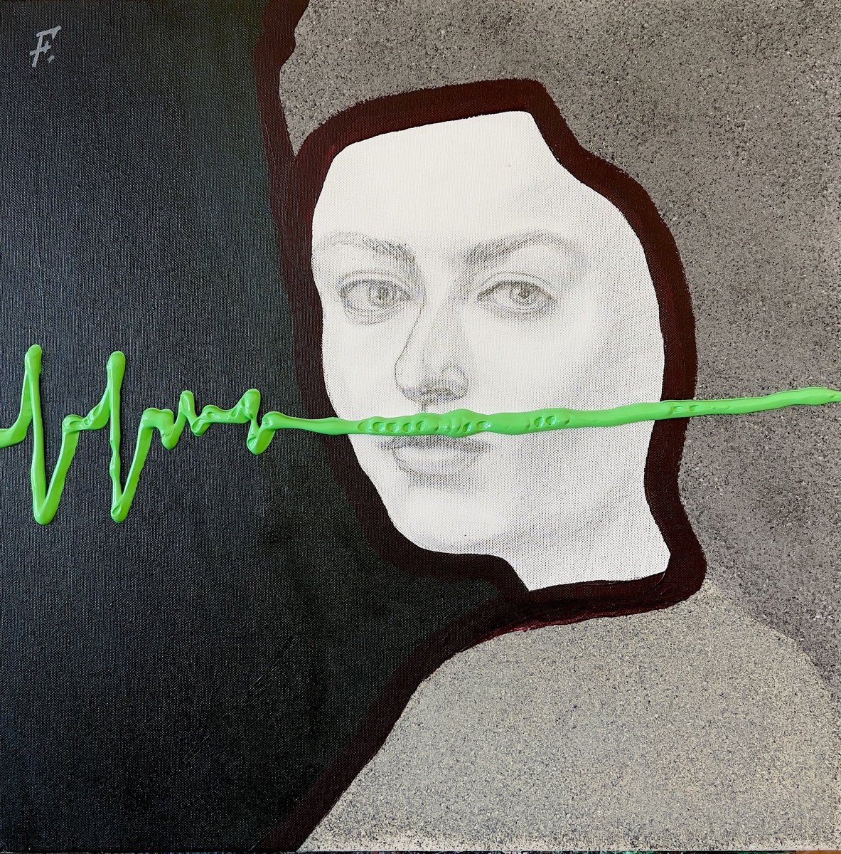 Urban And Pop Portrait Acrylic Painting By Nikola Gulev, 20 X 20", "Free Speech", Original Artwork