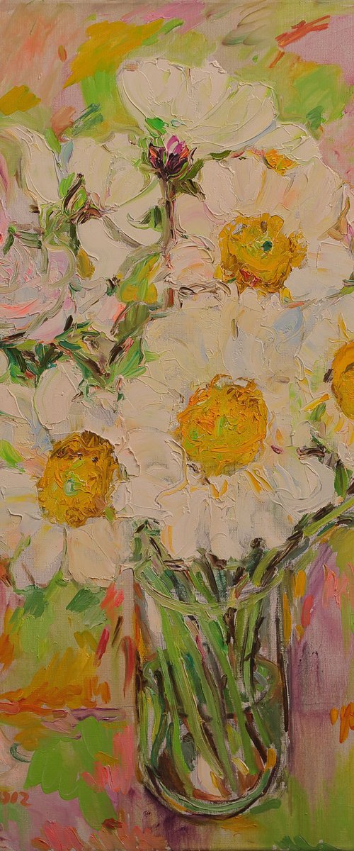 SPRING BOUQUET - Oil Painting - Still Life with Flowers - Peony - Medium Size - Gift 97x77 by Karakhan