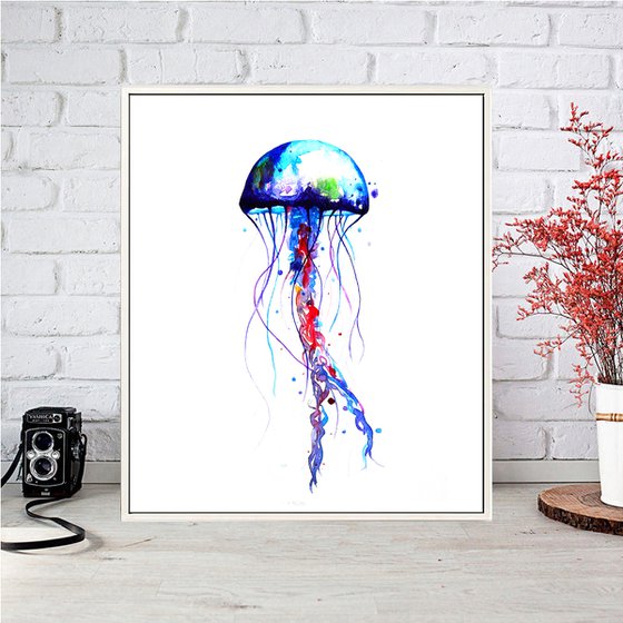 Jellyfish, watercolor