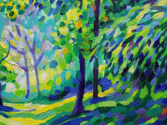 Forest in turquoise and yellow