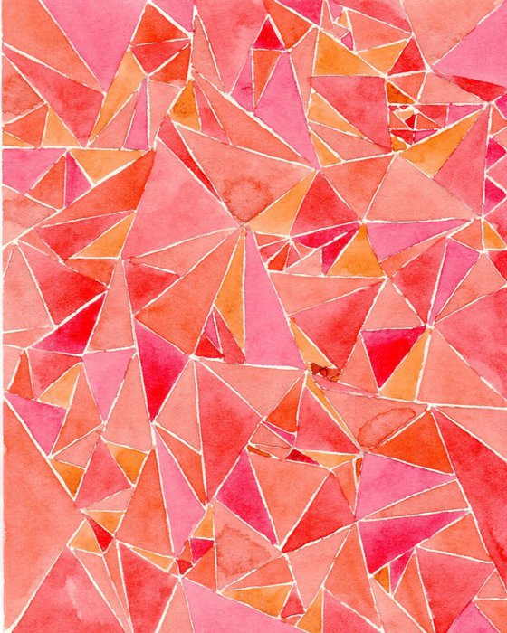 Original Unframed Watercolour Painting of Abstract Triangles
