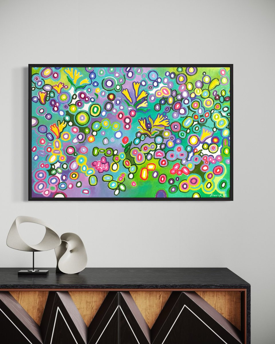 Impressionistic Botanical Oil Painting By Volodymyr Smoliak, 35 X 24", Summer Beauty Mosaic, Original Artwork