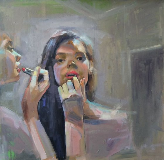 Make up(40x40cm, oil painting, ready to hang)