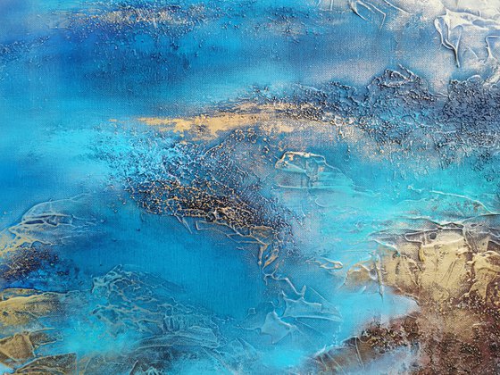 A beautiful large modern semi-abstract seascape painting "Wonderland"