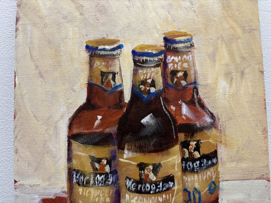Three Brown Bottles