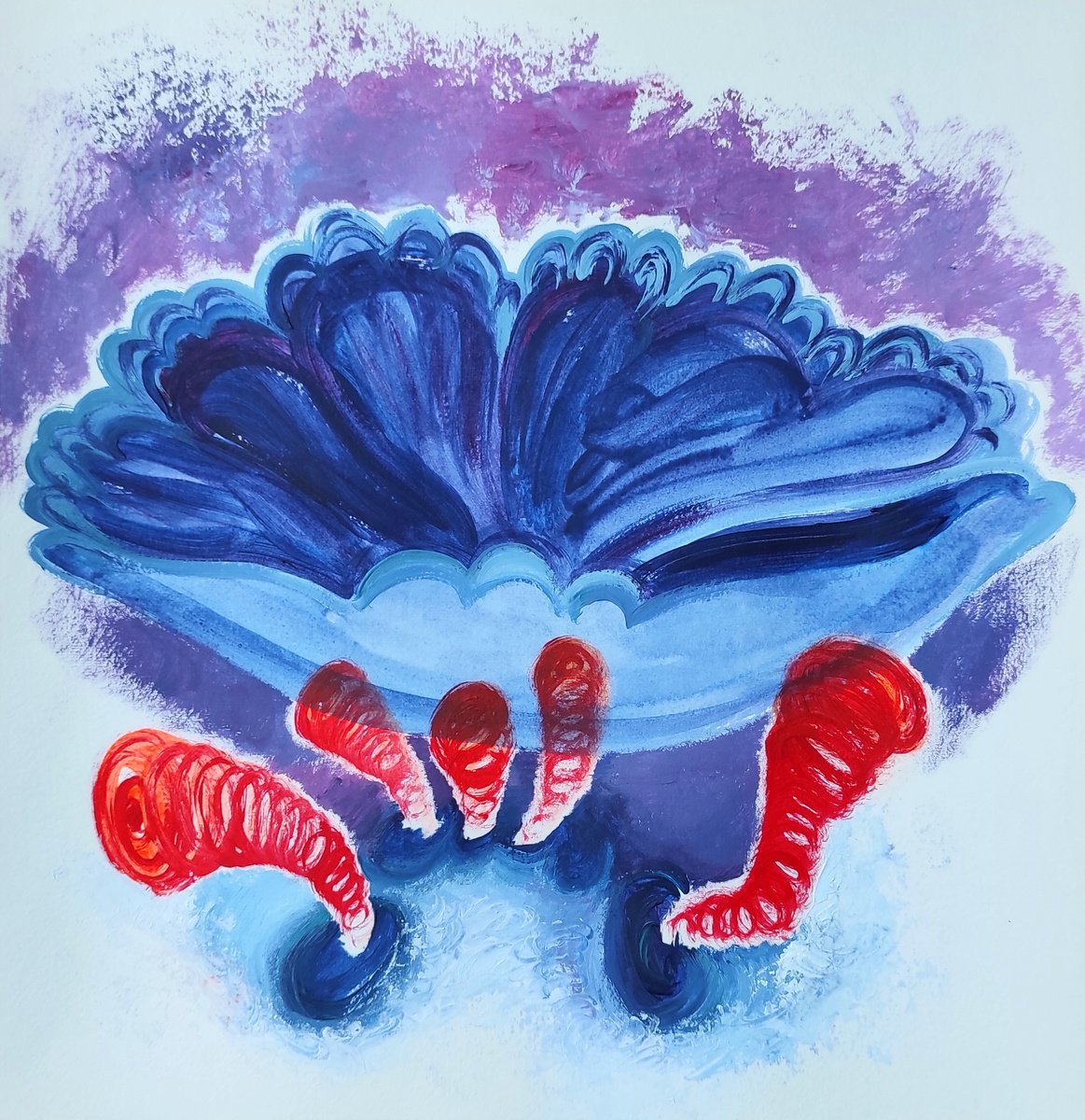 Expressive Botanical Acrylic Painting By Tetiana Borys, 11 X 11", The Water Lily, Original Artwork