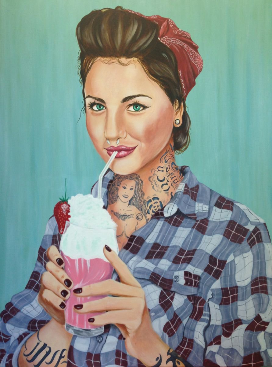 Photorealistic Portrait Painting By Mullo Art, 30 X 40", Shake Rattle And Roll, Original Artwork