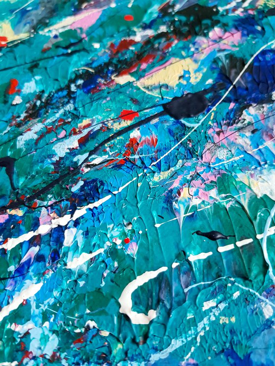Zoia. (W)100x(H)80x(D)2 cm. Blue Abstract Painting
