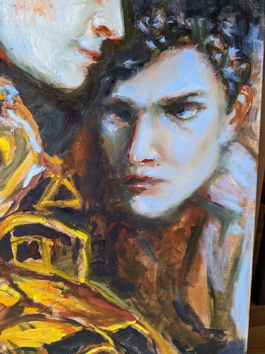 Expressive Portrait Oil Painting By Anna Brazhnikova, 28 X 39, Intricate Illusions, Original Artwork