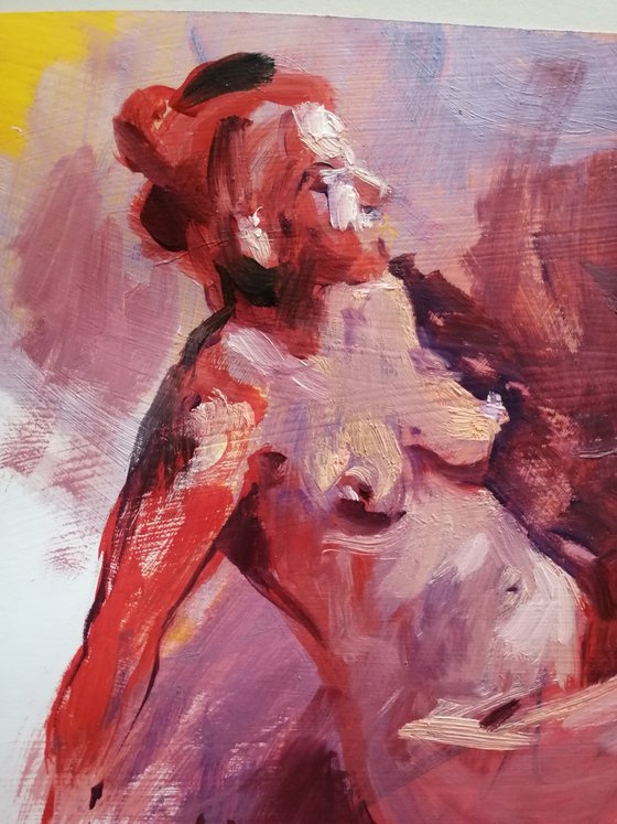 Nude-study female oil on paper