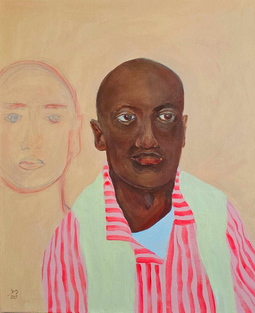 Expressive Portrait Acrylic Painting By Ksenia June, 20 X 24", Black Man Portrait, Original Artwork