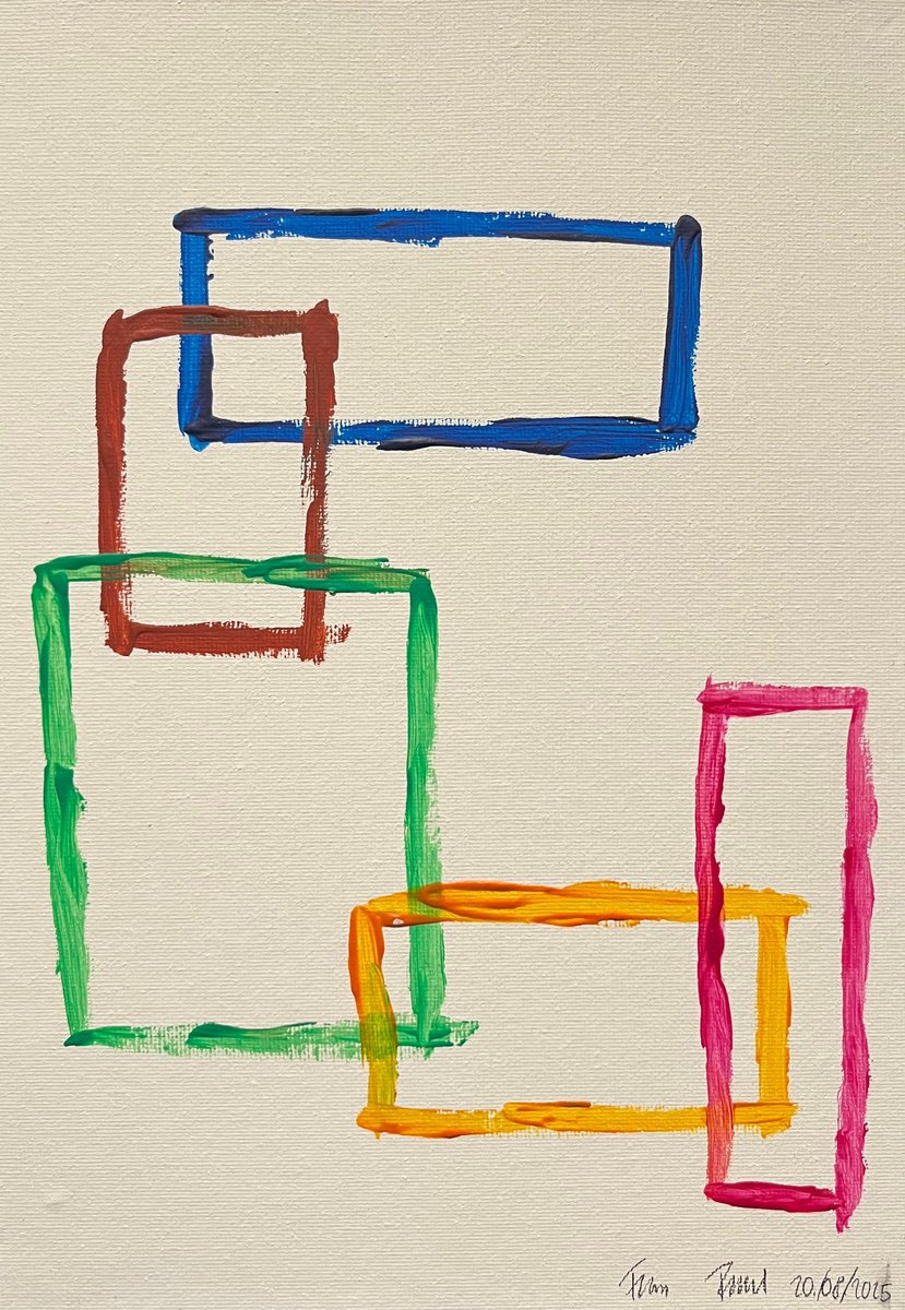 Geometric Abstract Acrylic Painting By Franz Friedel, 8 X 12, Boundaries Iv, Original Artwork