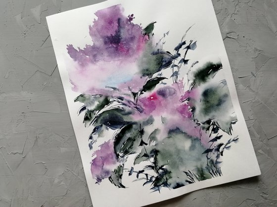 Hydrangea flowers painting