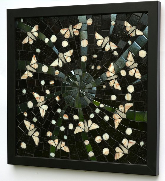 Moths on the Moon - (part 3) "New Moon" glass mosaic