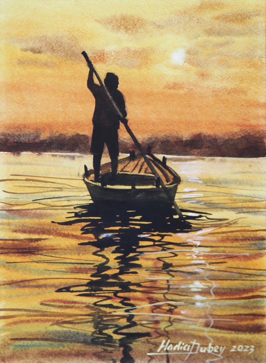 Impressionistic Landscape Watercolour By Nadiia Dubei, 8 X 12", Sea Landscape, Original Artwork