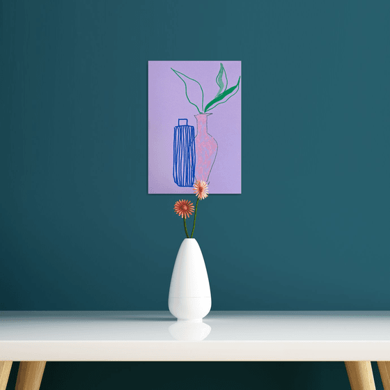 Purple and blue vases