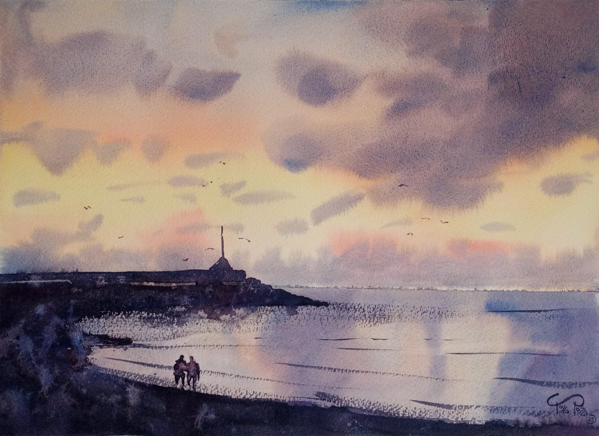 Expressive Landscape Watercolour By Tollo Pozzi, 15 X 11", Dreams Of Love, Original Artwork