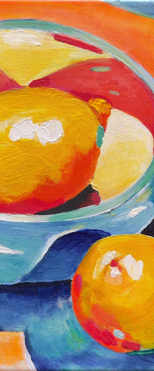 Golden Lemons in Blue by Elena Bogatova