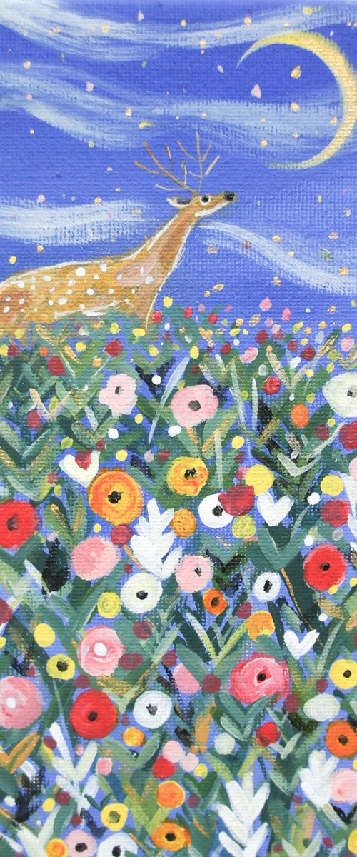Wildflower Meadow Crescent Moon by Victoria Lucy Williams